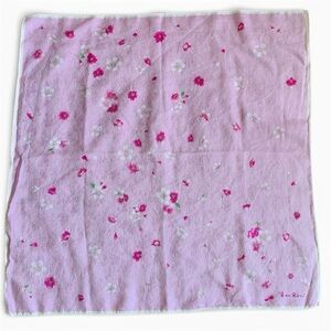 Vintage Nina Ricci Sakura Pink Floral Cotton Handkerchief Scarf 19” Made Japan